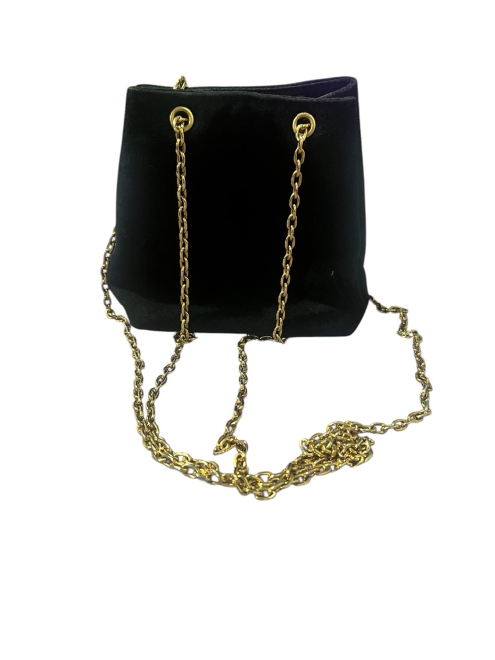 Ann Taylor Black Velvet Mini Bag with Gold Chain Strap